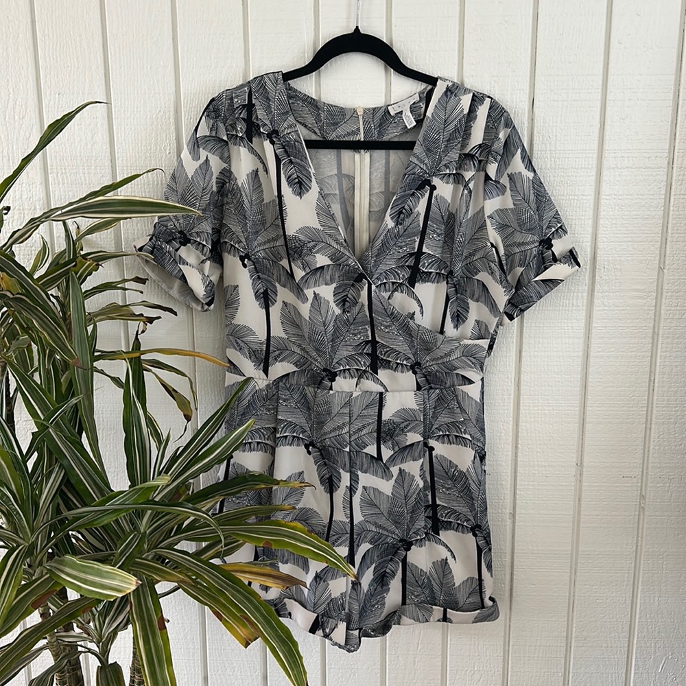 Leith Cuffed Jumper in Vintage Palm Print